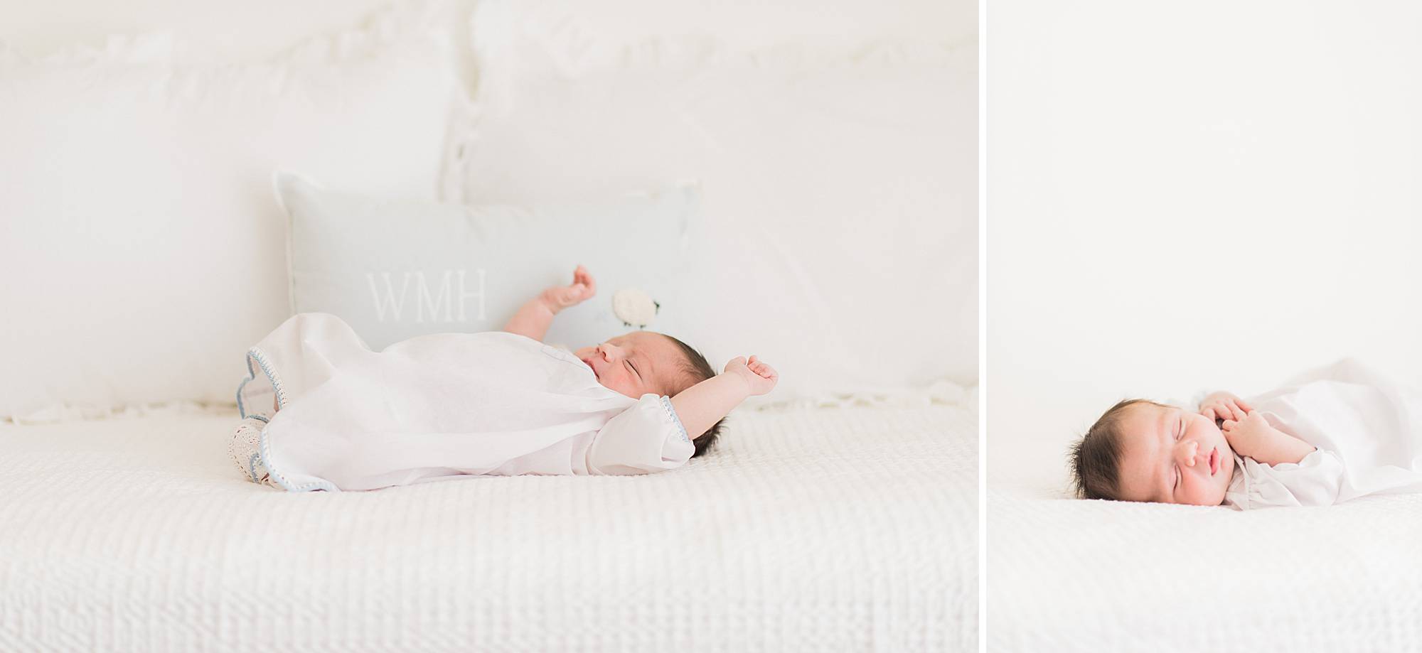 Newborn photo session baby stretching