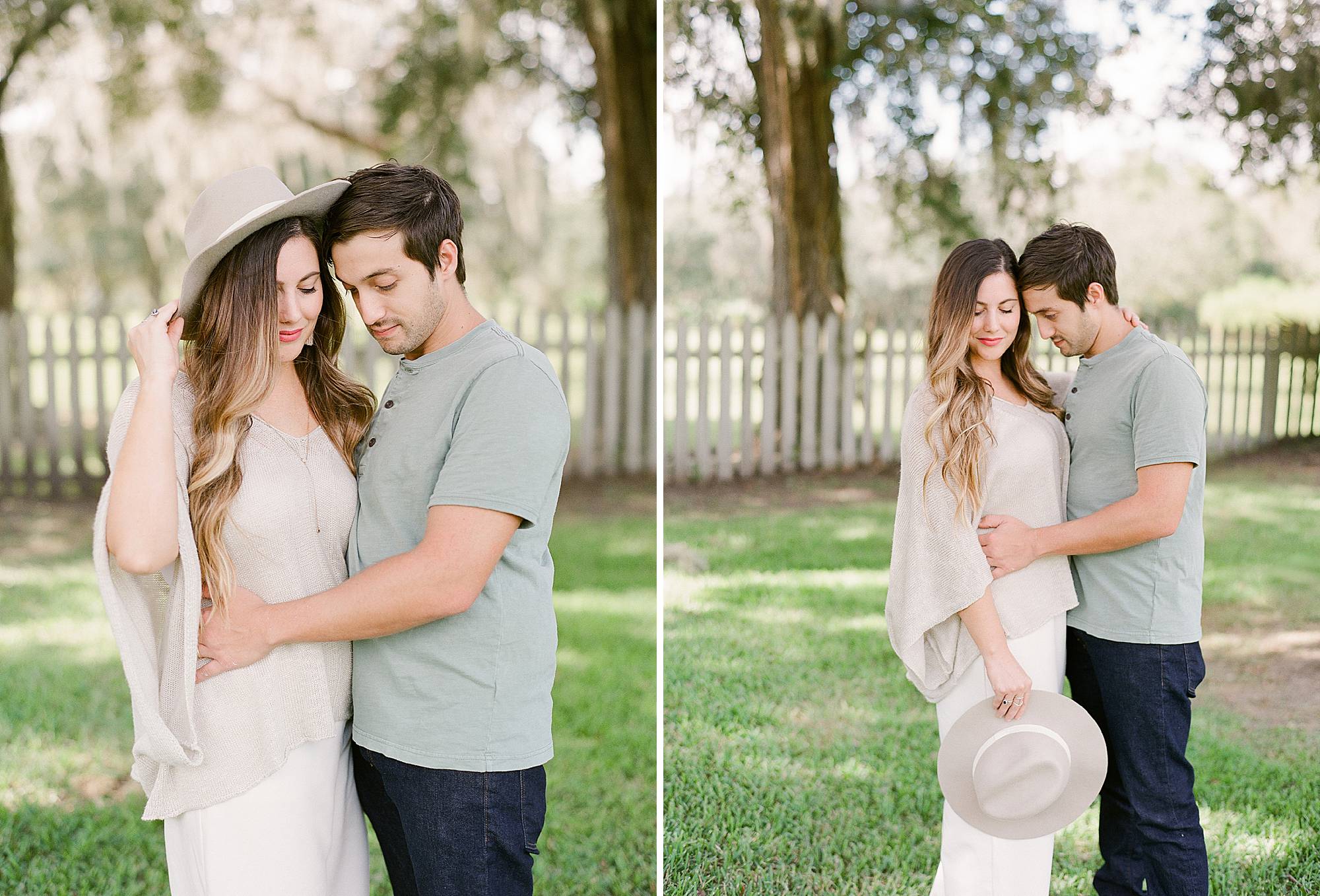 cute couple photographed posing in a field in lafayette louisiana