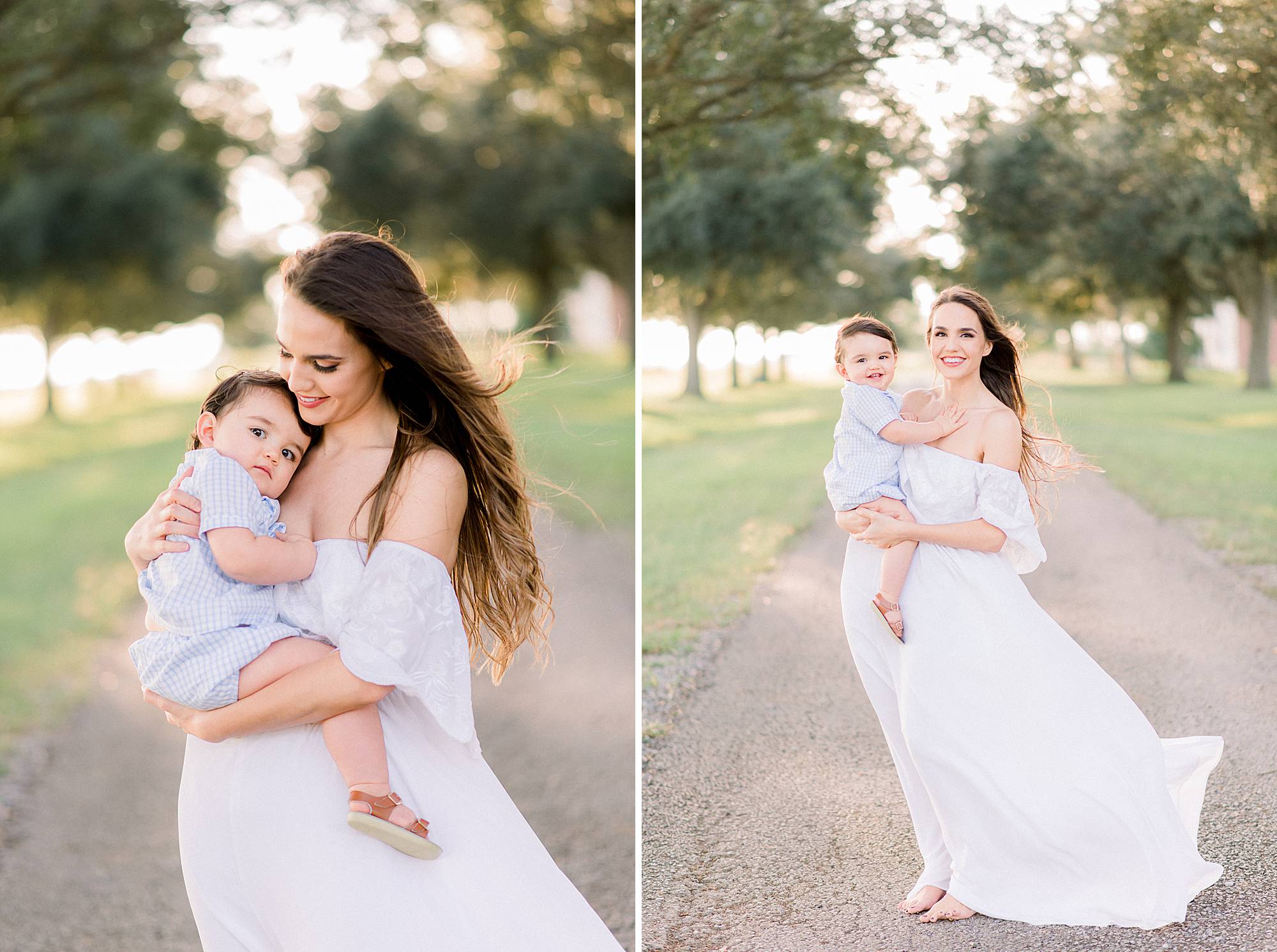 baby cuddles with mommy and laughs