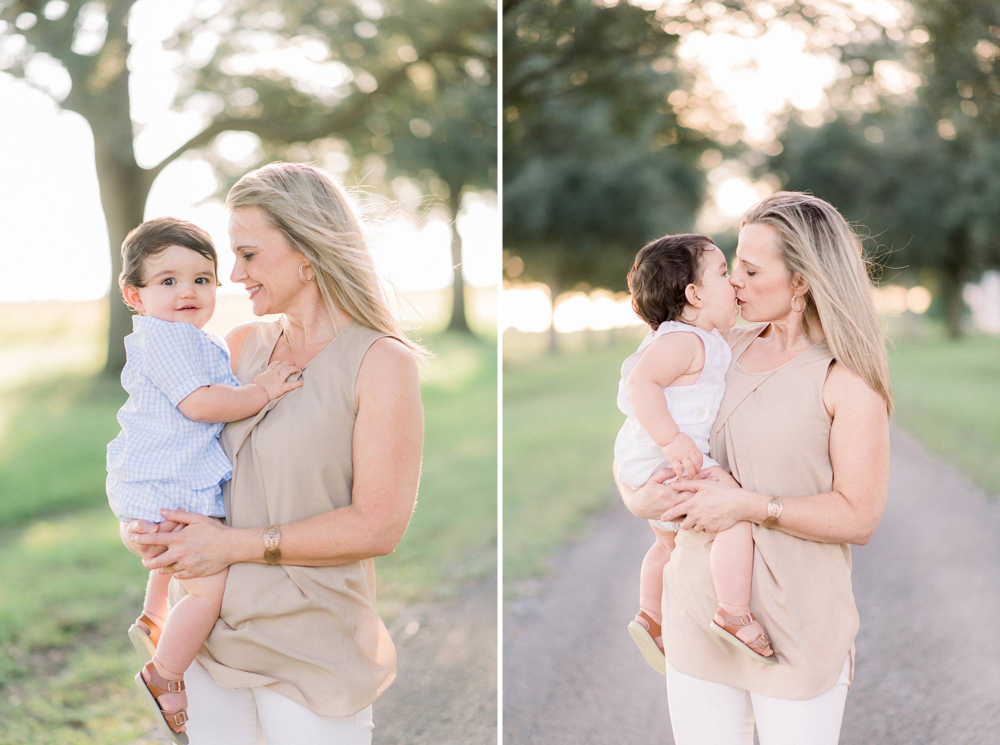 grandmother and grandson kissing 