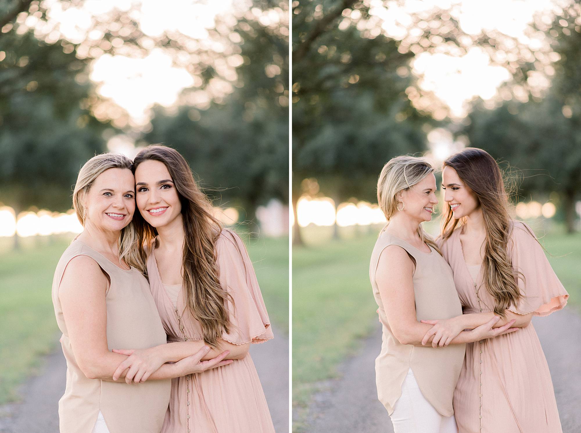 mother daughter portrait at sunset