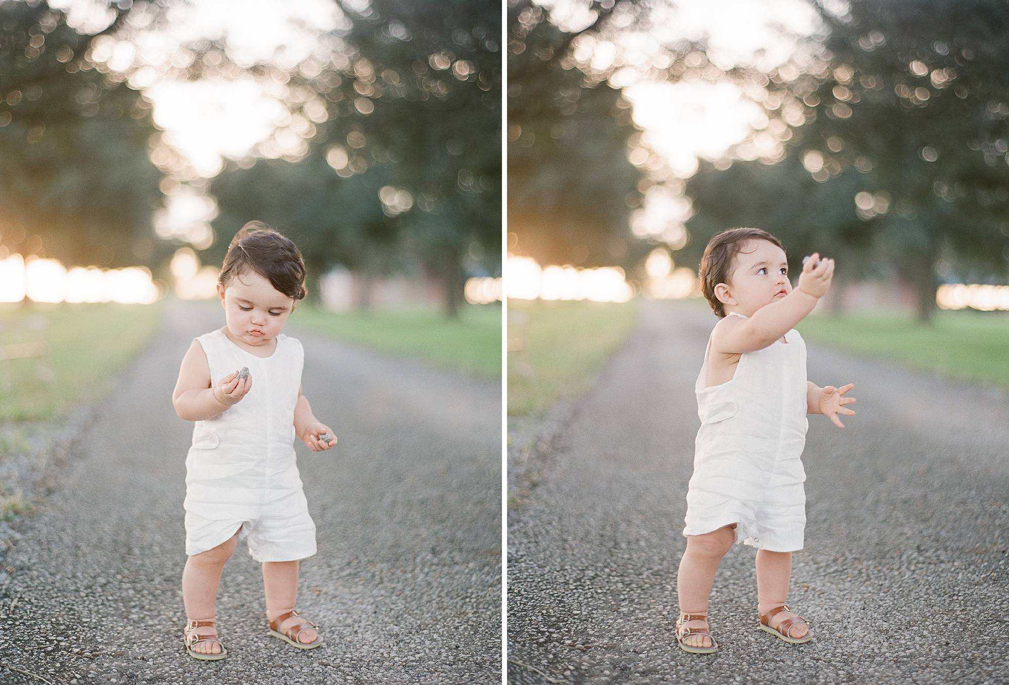 toddler finding rocks 