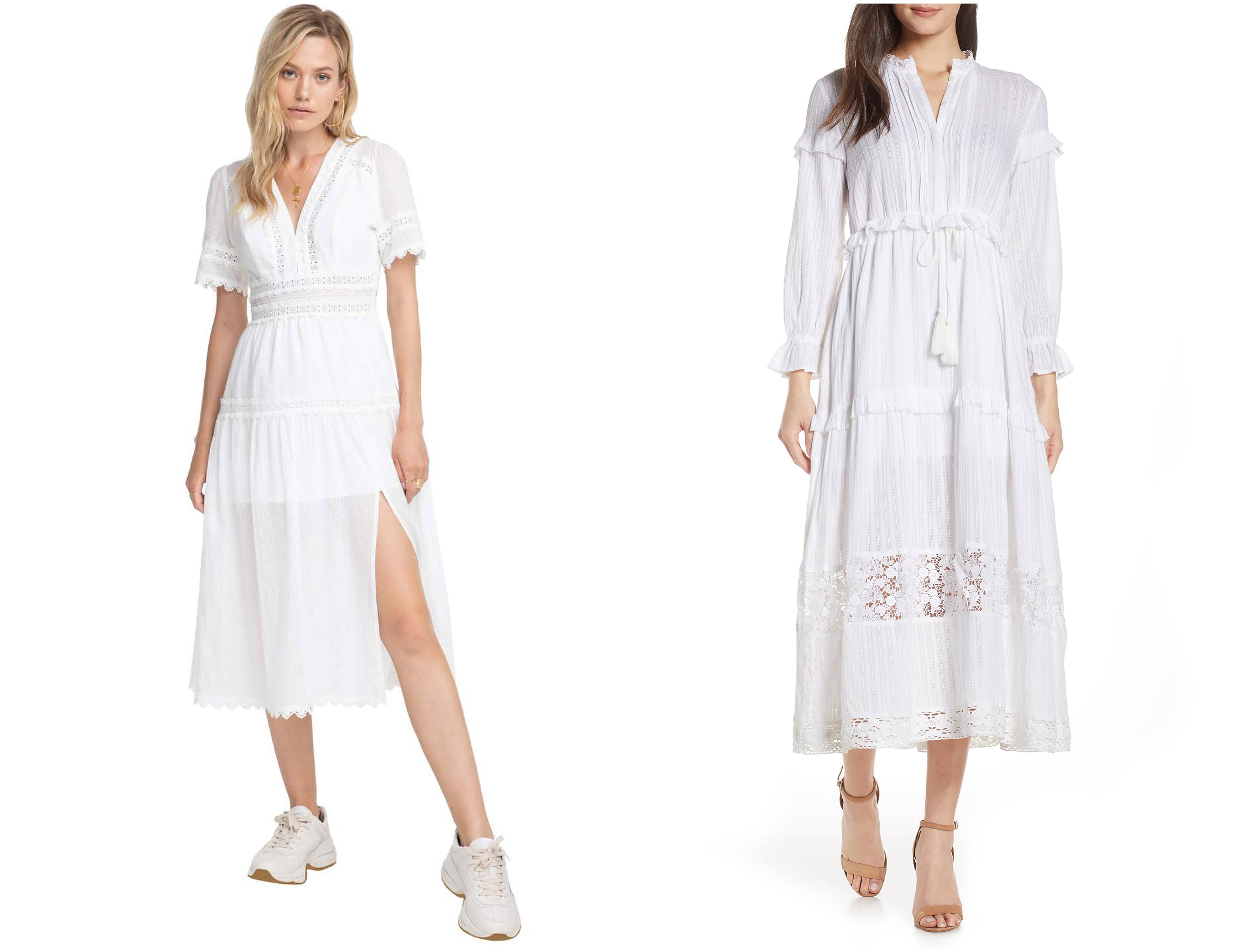 doen casual sundress in white midi length