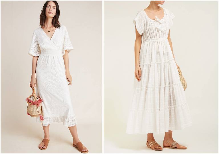 stylish midi dresses from anthropologie white with lace detail for Spring