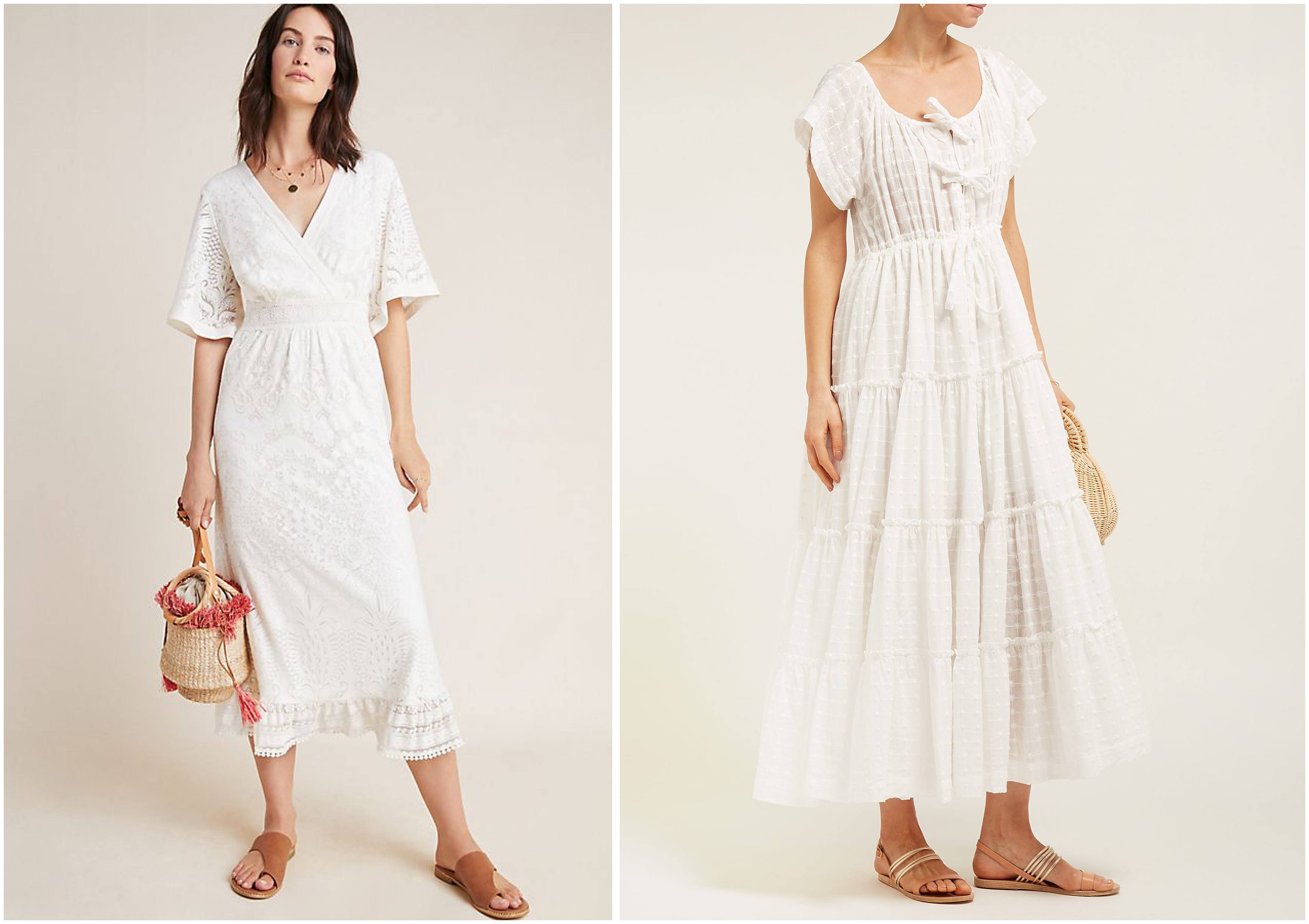 stylish midi dresses from anthropologie white with lace detail for Spring