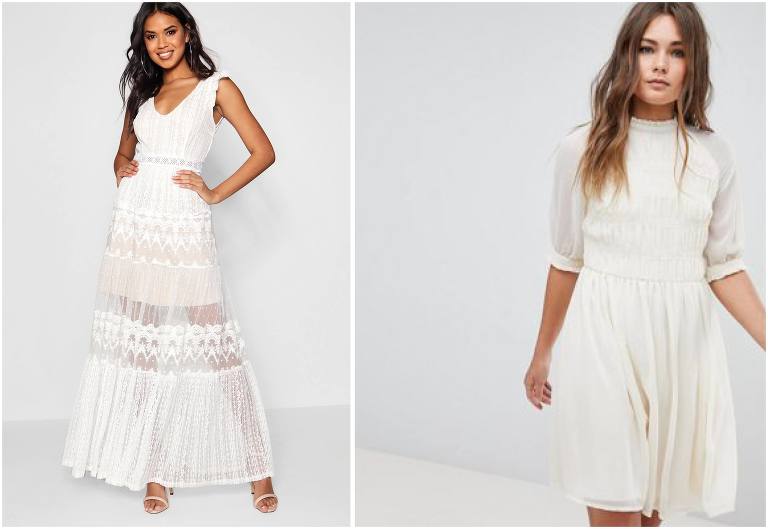 summer style maxi dress white with lace detail