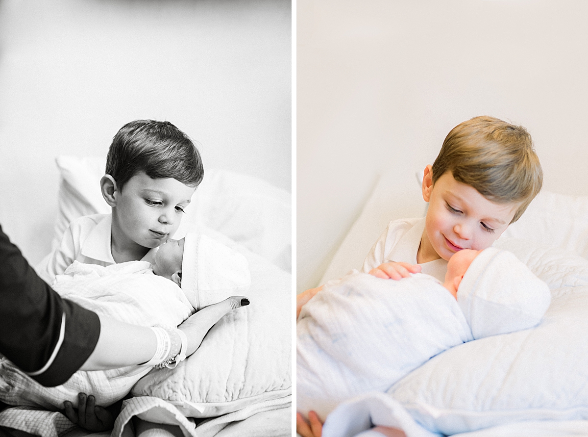 brothers meet each other for the first time in the hospital after mom gives birth