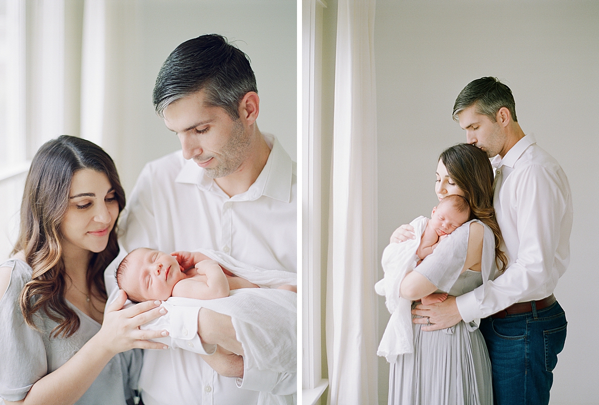 Newborn baby posed in natural light photography studio built in photographers home 